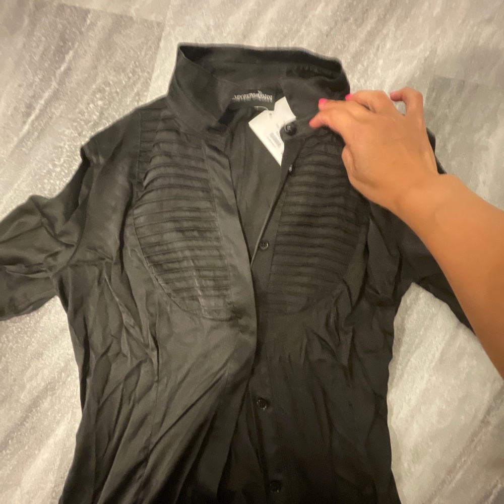 Emporio Armani black satin blouse never worn